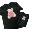 Valentines Day Shirt Collection Valentines Gifts Personalized - Black Large Size Pink Bear Flowers and Love Mom and Baby 2T Matching Outfits shirts_cli Mom & Baby Matching T-Shirt Set – Limited Edition - Love Bear and Flowers (Only 2 Available)
