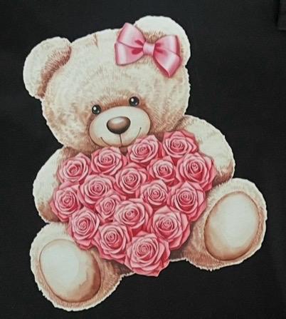 Valentines Day Shirt Collection Valentines Gifts Personalized - Black Large Size Pink Bear Flowers and Love Mom and Baby 2T Matching Outfits. Design Mom & Baby Matching T-Shirt Set – Limited Edition - Love Bear and Flowers (Only 2 Available)