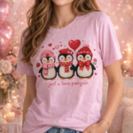 Valentines Day Shirt Collection Valentines Gifts Personalized - Pink Small Size Penguin Lovers Valentine’s Day Pink T-Shirt – DTF Print | Limited Designs