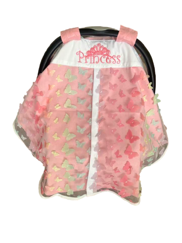 Summer Collection - Pink Butterfly Baby Girl CarSeat Cover Princess Embroidered