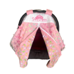 Baby Girl Cover Carseat Pink with Butterflies Front Open_clipped Summer Collection - Pink Butterfly Baby Girl CarSeat Cover Princess Embroidered