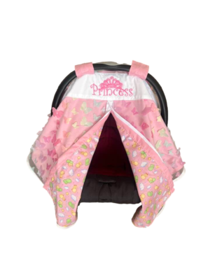 Summer Collection - Pink Butterfly Baby Girl CarSeat Cover Princess Embroidered