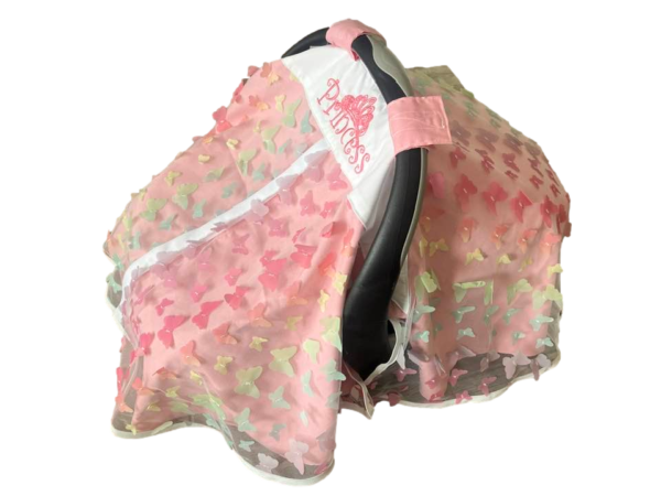 Summer Collection - Pink Butterfly Baby Girl CarSeat Cover Princess Embroidered