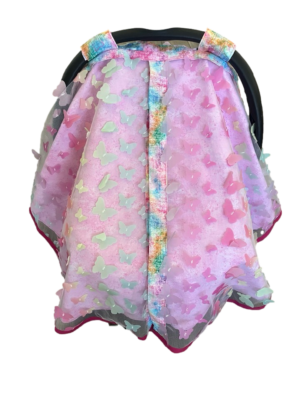 Rainbow Pastel Butterfly Baby Car Seat Cover | Summer Collection